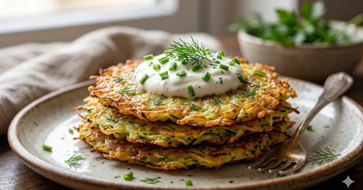 Cuketové placky s kyslou smotanou