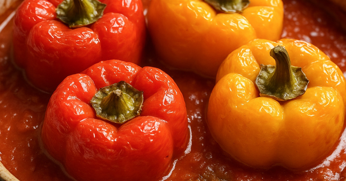 Plnené papriky v paradajkovej omáčke podľa babky Stanky