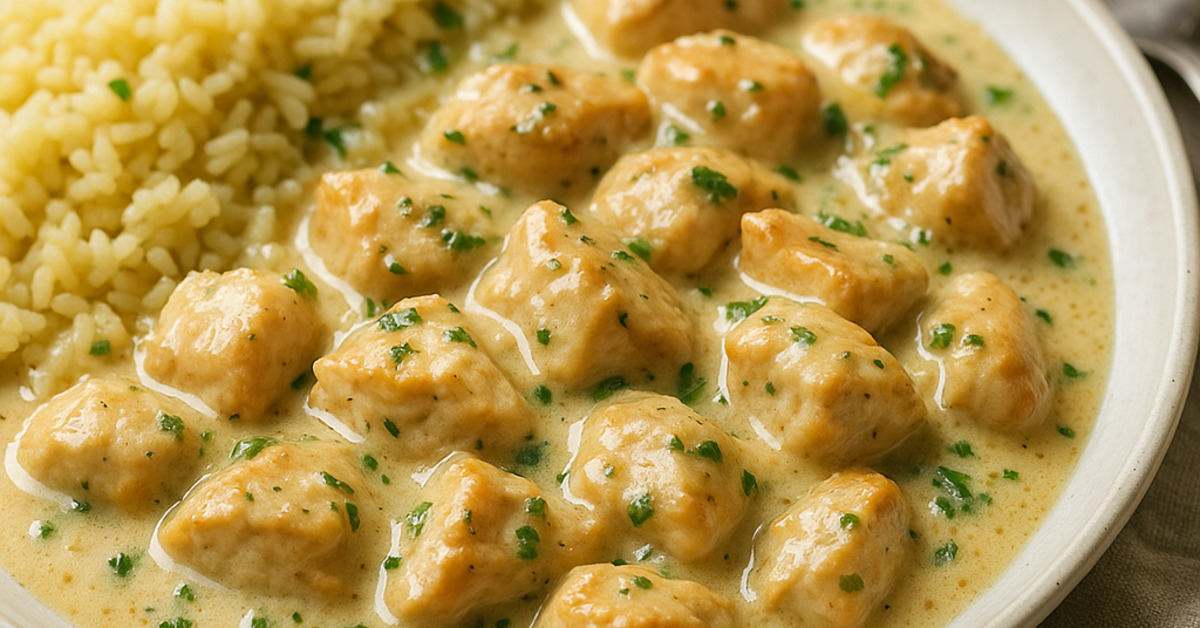 Rýchly obed z kuracieho mäsa v krémovej omáčke