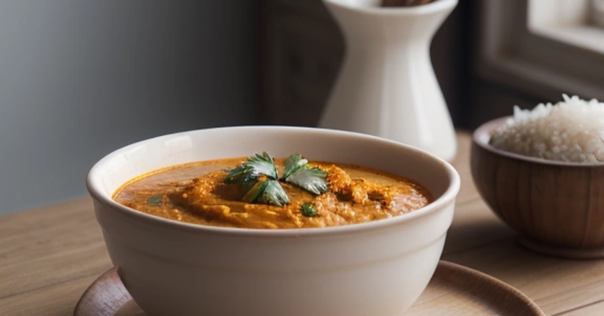 Šošovicové kari s kokosovým mliekom, fotorealistická ilustračná fotografia, formát 1200x628