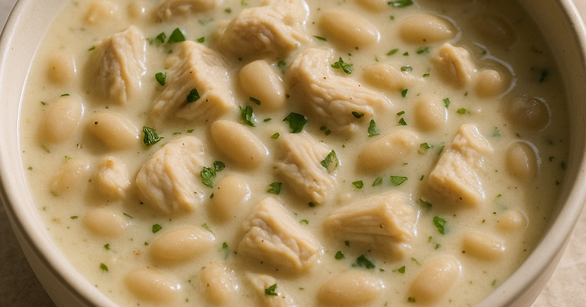 White chicken chilli – krémová polievka s kuracím mäsom a bielou fazuľou